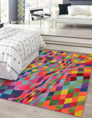 Multicolor 7' 1 x 10' Estrella Rectangle Area Rug 100% Polypropylene Non-Shedding Stain Resistant Carpet Colorful Modern Abstract Design Easy Clean for Home Decor for Sale at Rug Engine