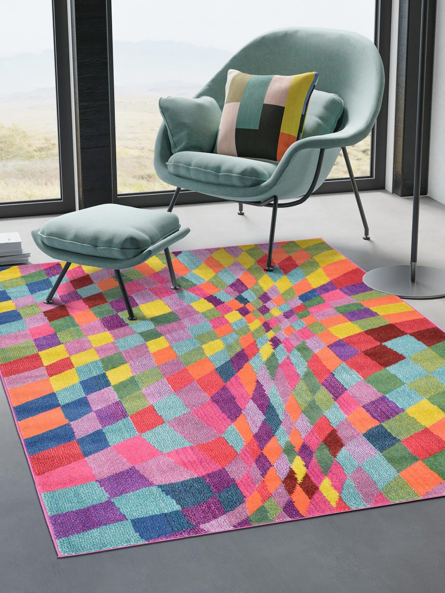 Multicolor 5' 1 x 8' Estrella Rectangle Area Rug 100% Polypropylene Non-Shedding Stain Resistant Carpet Colorful Modern Abstract Design Easy Clean for Home Decor for Sale at Rug Engine