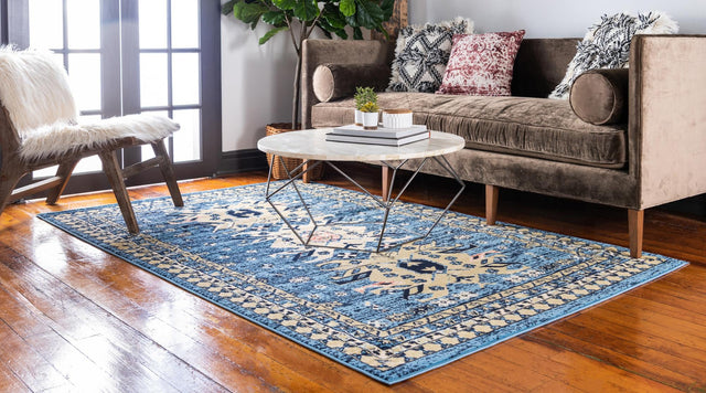 Light Blue 5' 3 x 8' Taftan Rectangle Rug