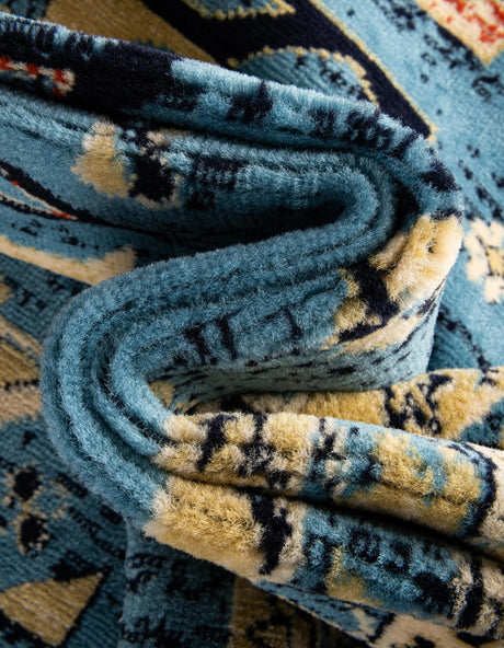 Light Blue 4' 1 x 6' 1 Taftan Rectangle Area Rug Durable 100% Polypropylene Classic Traditional Design Easy Clean Carpet for Home Interiors for Sale at Rug Engine