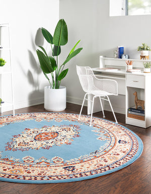 Light Blue 8' x 8' Reza Round Rug