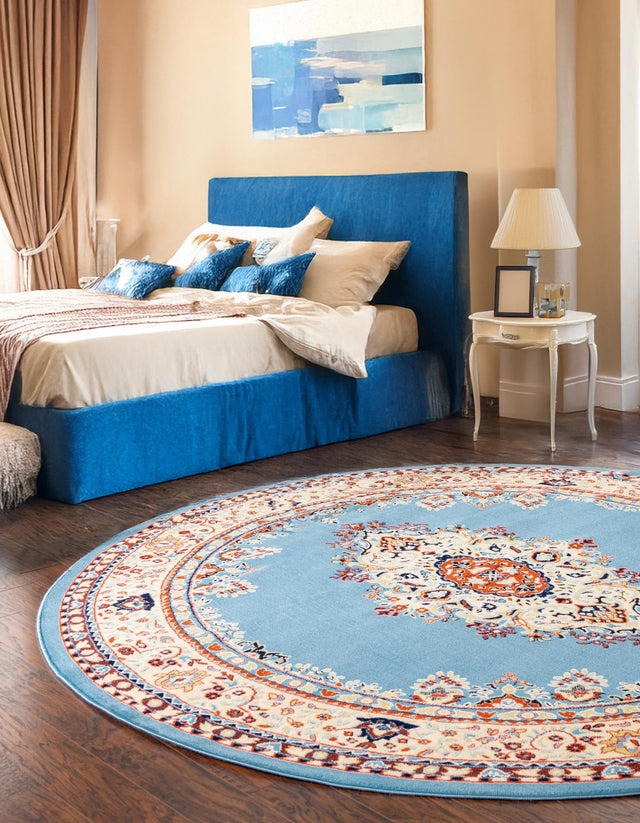 Light Blue 8' x 8' Reza Round Rug