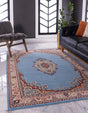 Light Blue 10' x 13' 1 Reza Rectangle Area Rug 100% Polypropylene Easy Clean Traditional Motif Classic Carpet for Home Interiors for Sale at Rug Engine