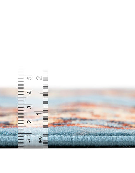 Light Blue 6' 1 x 9' Reza Rectangle Area Rug 100% Polypropylene Easy Clean Traditional Motif Classic Carpet for Home Interiors for Sale at Rug Engine