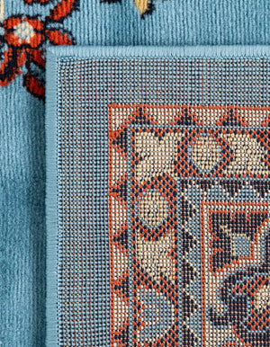 Light Blue 4' 1 x 6' 1 Reza Rectangle Area Rug 100% Polypropylene Easy Clean Traditional Motif Classic Carpet for Home Interiors for Sale at Rug Engine
