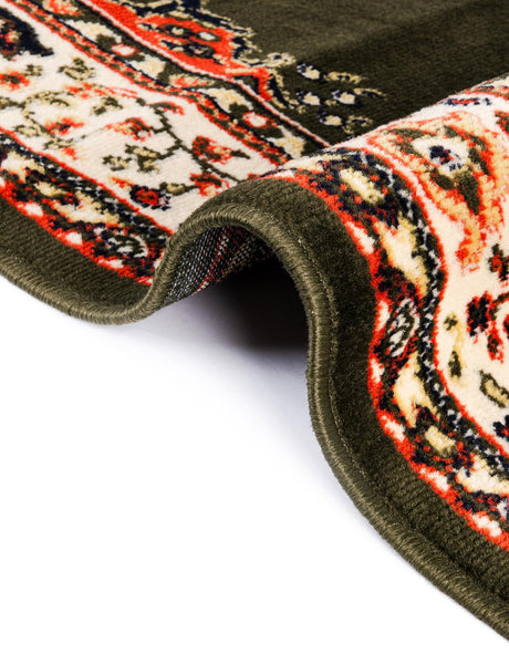 Green 10' x 13' 1 Reza Rectangle Area Rug 100% Polypropylene Easy Clean Traditional Motif Classic Carpet for Home Interiors for Sale at Rug Engine