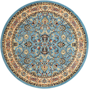 Light Blue 7' 10 x 7' 10 Sialk Hill Round Area Rug 100% Polypropylene Durable Easy Clean Classic Traditional Design Carpet for Interior Design for Sale at Rug Engine