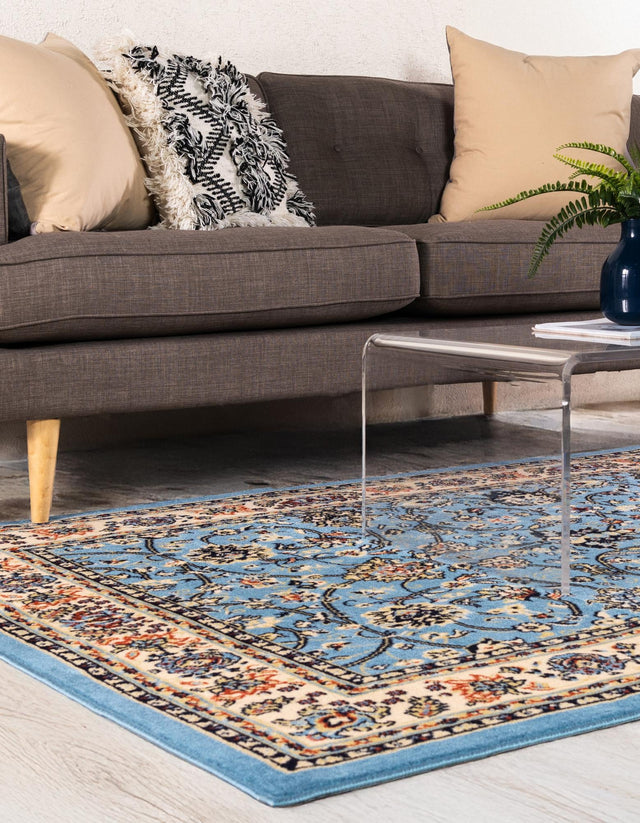 Light Blue 6' 1 x 9' Sialk Hill Rectangle Area Rug 100% Polypropylene Durable Easy Clean Classic Traditional Design Carpet for Interior Design for Sale at Rug Engine