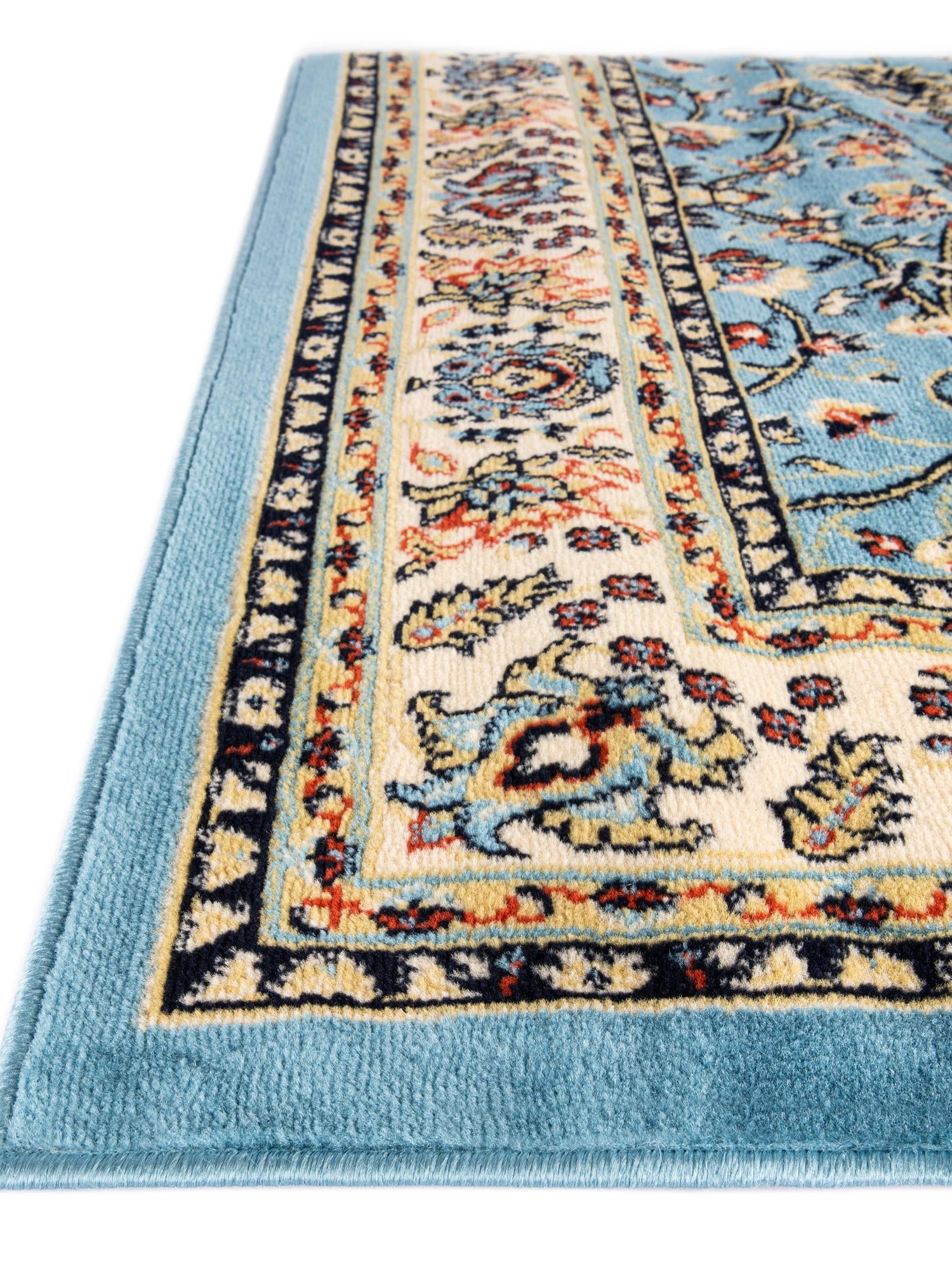 Light Blue 7' 1 x 10' Sialk Hill Rectangle Area Rug 100% Polypropylene Durable Easy Clean Classic Traditional Design Carpet for Interior Design for Sale at Rug Engine