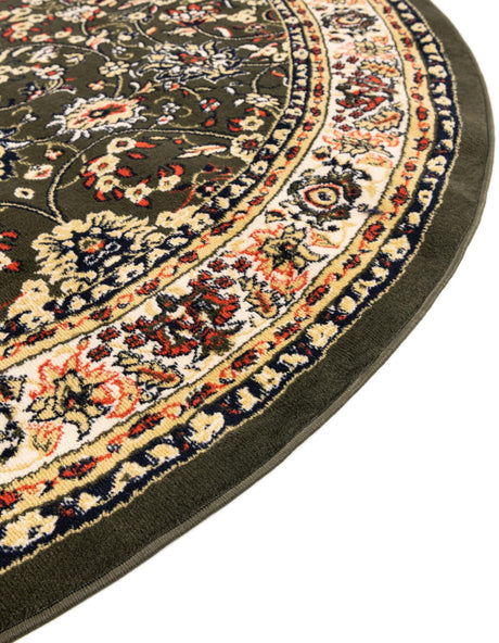 Green 7' 10 x 7' 10 Sialk Hill Round Area Rug 100% Polypropylene Durable Easy Clean Classic Traditional Design Carpet for Interior Design for Sale at Rug Engine