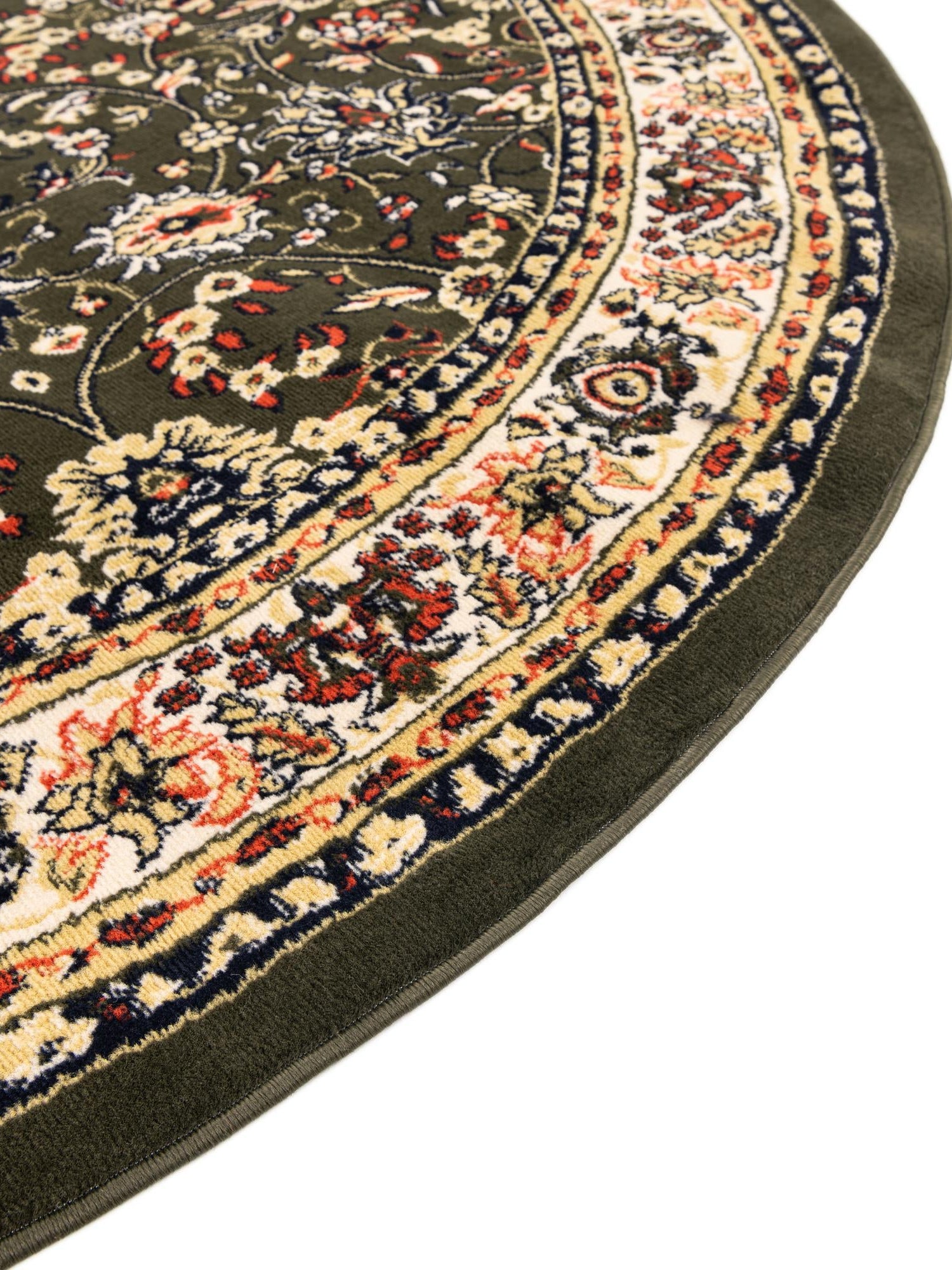 Green 6' 1 x 6' 1 Sialk Hill Round Area Rug 100% Polypropylene Durable Easy Clean Classic Traditional Design Carpet for Interior Design for Sale at Rug Engine