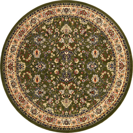 Green 7' 10 x 7' 10 Sialk Hill Round Area Rug 100% Polypropylene Durable Easy Clean Classic Traditional Design Carpet for Interior Design for Sale at Rug Engine
