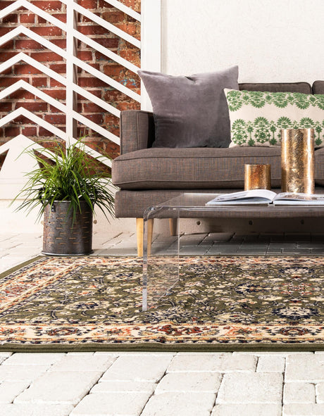 Green 5' 3 x 8' Sialk Hill Rectangle Area Rug 100% Polypropylene Durable Easy Clean Classic Traditional Design Carpet for Interior Design for Sale at Rug Engine