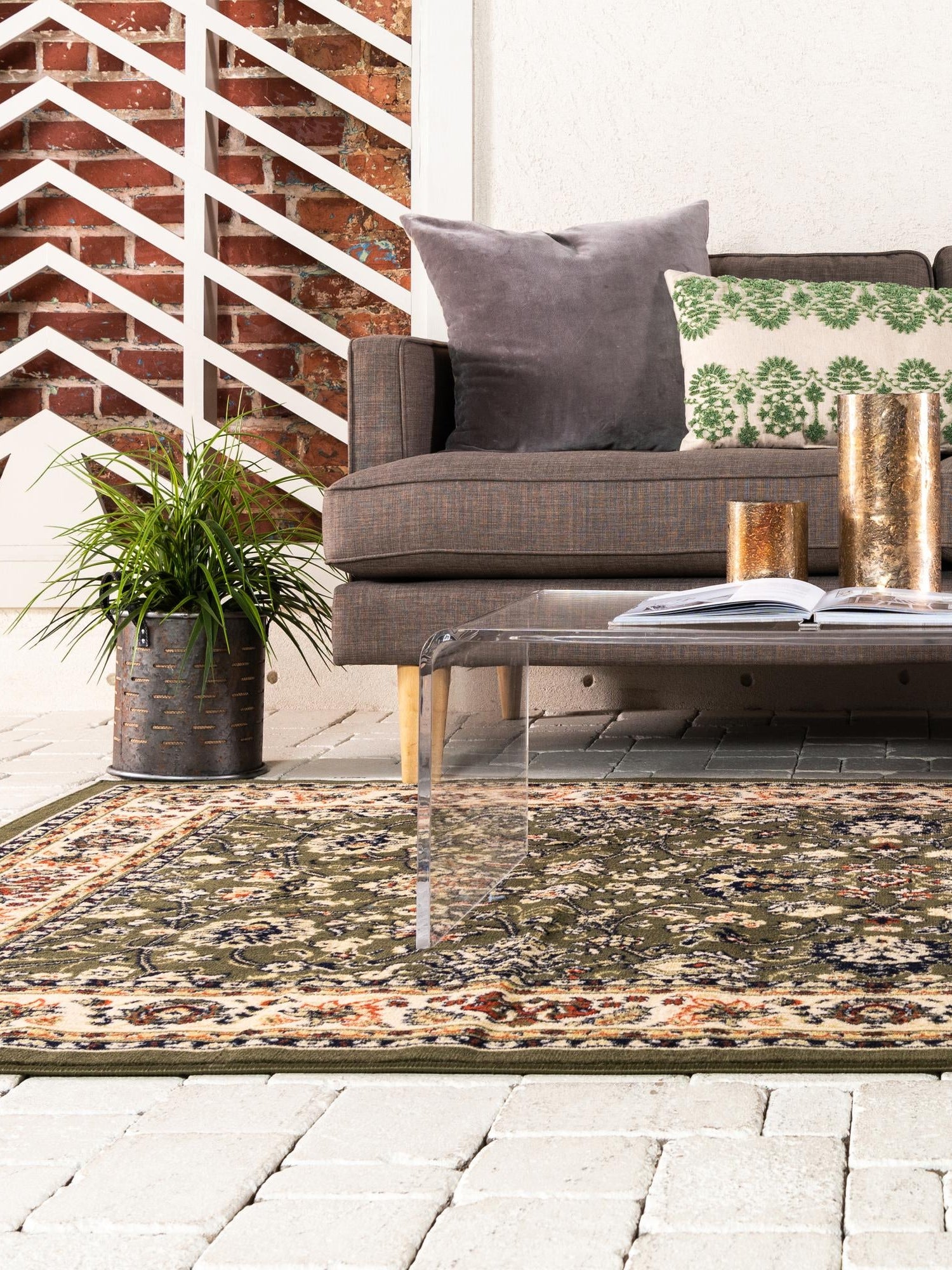 Green 2' x 3' 1 Sialk Hill Rectangle Area Rug 100% Polypropylene Durable Easy Clean Classic Traditional Design Carpet for Interior Design for Sale at Rug Engine