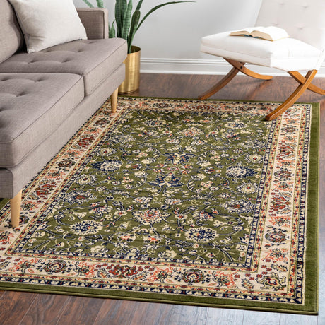 Green 5' 3 x 8' Sialk Hill Rectangle Area Rug 100% Polypropylene Durable Easy Clean Classic Traditional Design Carpet for Interior Design for Sale at Rug Engine
