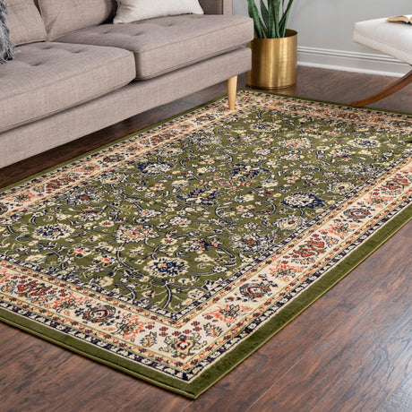Green 5' 3 x 8' Sialk Hill Rectangle Area Rug 100% Polypropylene Durable Easy Clean Classic Traditional Design Carpet for Interior Design for Sale at Rug Engine