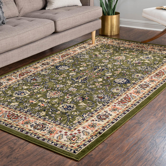Green 5' 3 x 8' Sialk Hill Rectangle Area Rug 100% Polypropylene Durable Easy Clean Classic Traditional Design Carpet for Interior Design for Sale at Rug Engine
