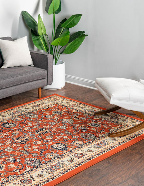 Terracotta 7' 1 x 10' Sialk Hill Rectangle Area Rug 100% Polypropylene Durable Easy Clean Classic Traditional Design Carpet for Interior Design for Sale at Rug Engine