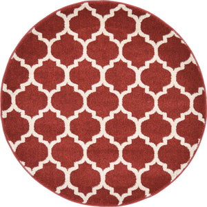Dark Terracotta 3' 1 x 3' 1 Trellis Round Area Rug