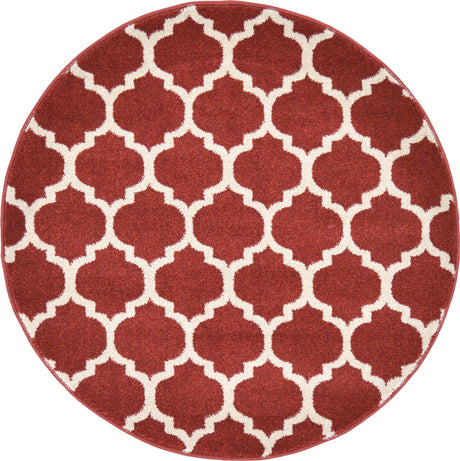 Dark Terracotta 3' 1 x 3' 1 Trellis Round Area Rug
