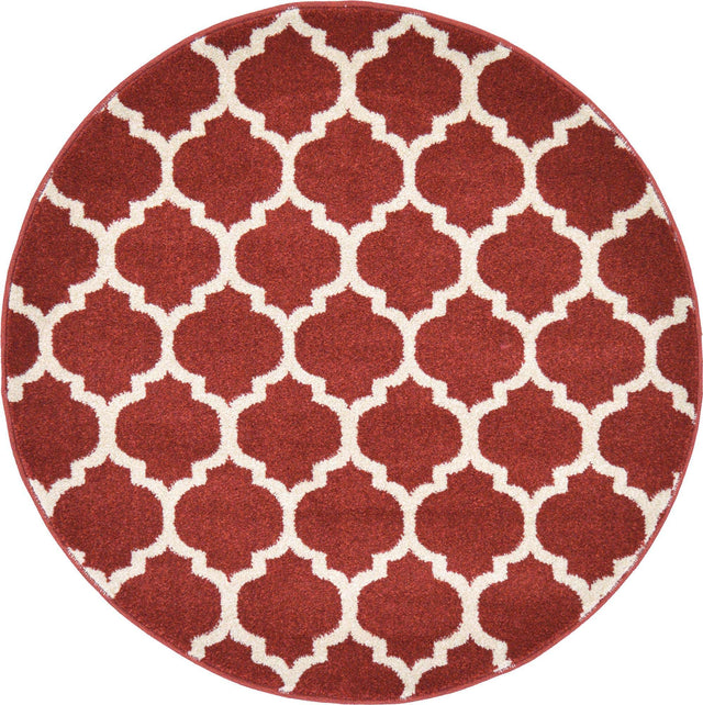 Dark Terracotta 3' 1 x 3' 1 Trellis Round Area Rug