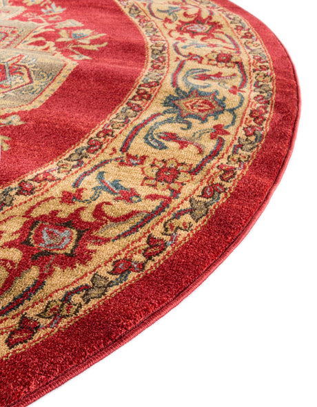 Red 6' 1 x 6' 1 Sahand Round Area Rug Affordable Easy Clean Traditional Design Durable Carpet for Home Interior Design Living Room Dining Office for Sale at Rug Engine