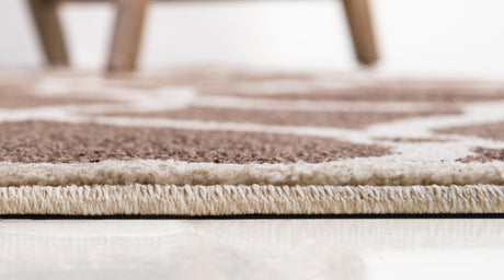Brown 8' x 8' Trellis Round Area Rug Geometric Modern Unique Durable Easy Clean Carpet for Contemporary Interior Design for Sale at Rug Engine