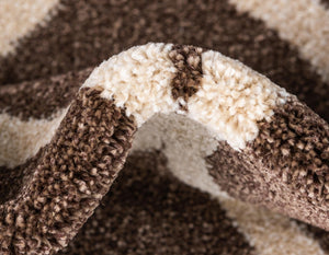 Brown 8' x 8' Trellis Round Area Rug