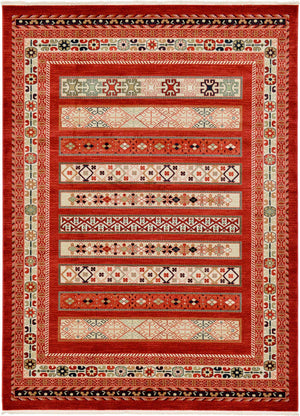 Rust Red 8' x 11' Fars Rectangle Area Rug 100% Polypropylene Unique Traditional Carpet for Classical Living, Dining Room & Office Spaces for Sale at Rug Engine