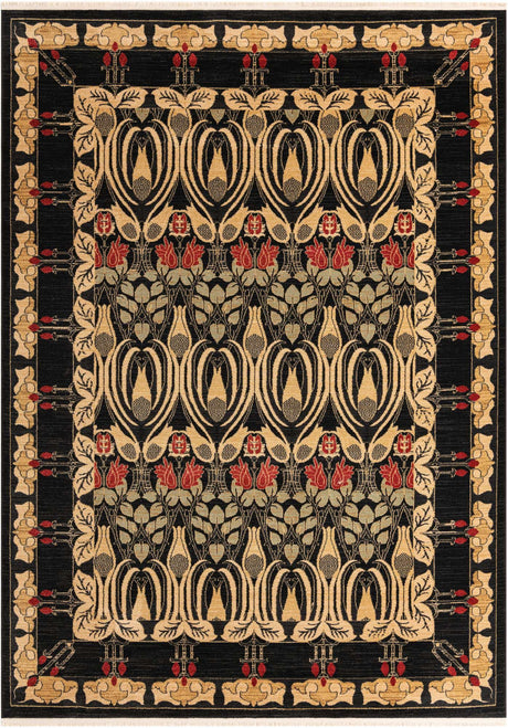 Black 8' x 11' Edinburgh Rectangle Area Rug 100% Polypropylene Easy Clean With Cotton Backing Traditional Classic Design Carpet for Living, Dining Room, Office for Sale at Rug Engine