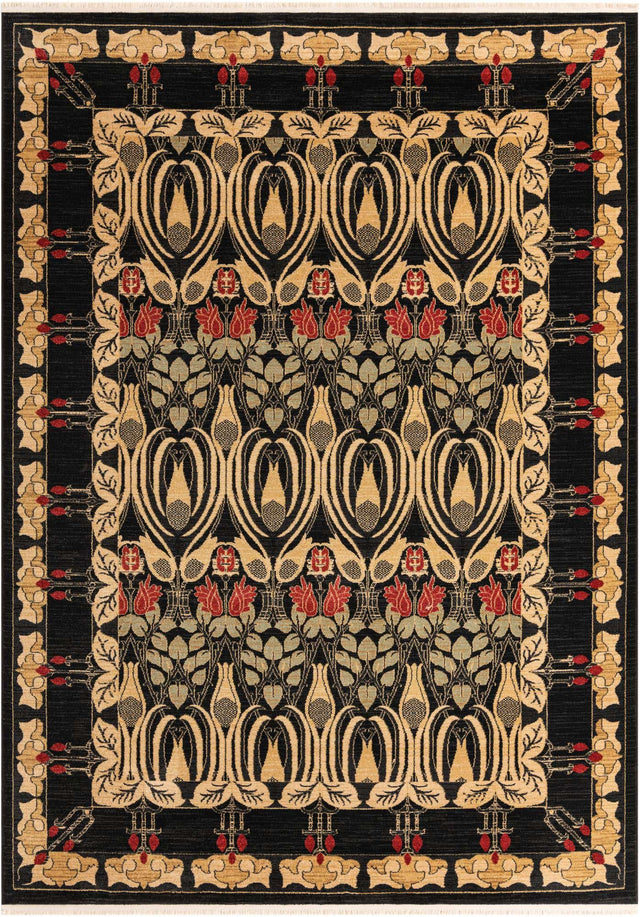 Black 8' x 11' Edinburgh Rectangle Area Rug 100% Polypropylene Easy Clean With Cotton Backing Traditional Classic Design Carpet for Living, Dining Room, Office for Sale at Rug Engine