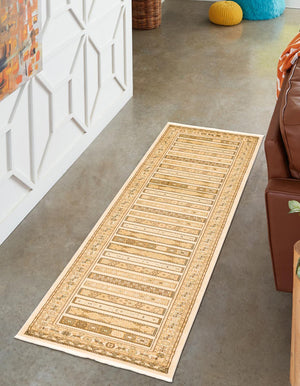 Ivory 2' 7 x 10' Fars Runner Area Rug 100% Polypropylene Unique Traditional Carpet for Classical Living, Dining Room & Office Spaces for Sale at Rug Engine