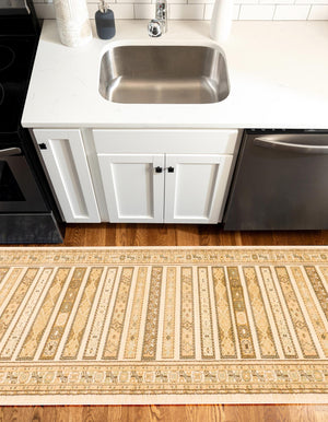 Ivory 2' 7 x 10' Fars Runner Area Rug 100% Polypropylene Unique Traditional Carpet for Classical Living, Dining Room & Office Spaces for Sale at Rug Engine