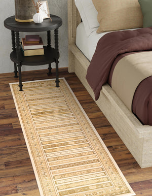 Ivory 2' 7 x 10' Fars Runner Area Rug 100% Polypropylene Unique Traditional Carpet for Classical Living, Dining Room & Office Spaces for Sale at Rug Engine