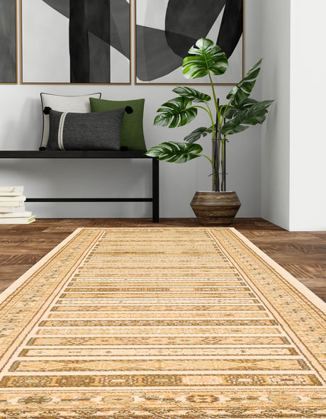 Ivory 2' 7 x 10' Fars Runner Area Rug 100% Polypropylene Unique Traditional Carpet for Classical Living, Dining Room & Office Spaces for Sale at Rug Engine