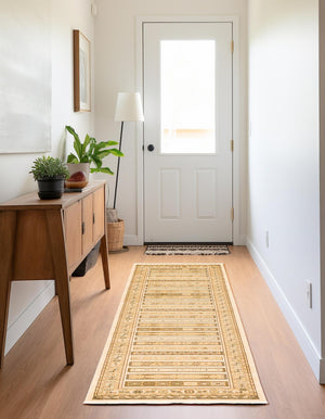 Ivory 2' 7 x 10' Fars Runner Area Rug 100% Polypropylene Unique Traditional Carpet for Classical Living, Dining Room & Office Spaces for Sale at Rug Engine