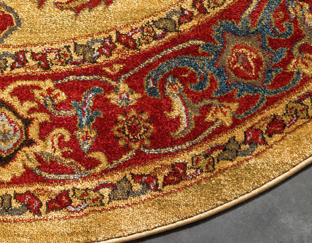 Tan 6' 1 x 6' 1 Sahand Round Area Rug Affordable Easy Clean Traditional Design Durable Carpet for Home Interior Design Living Room Dining Office for Sale at Rug Engine