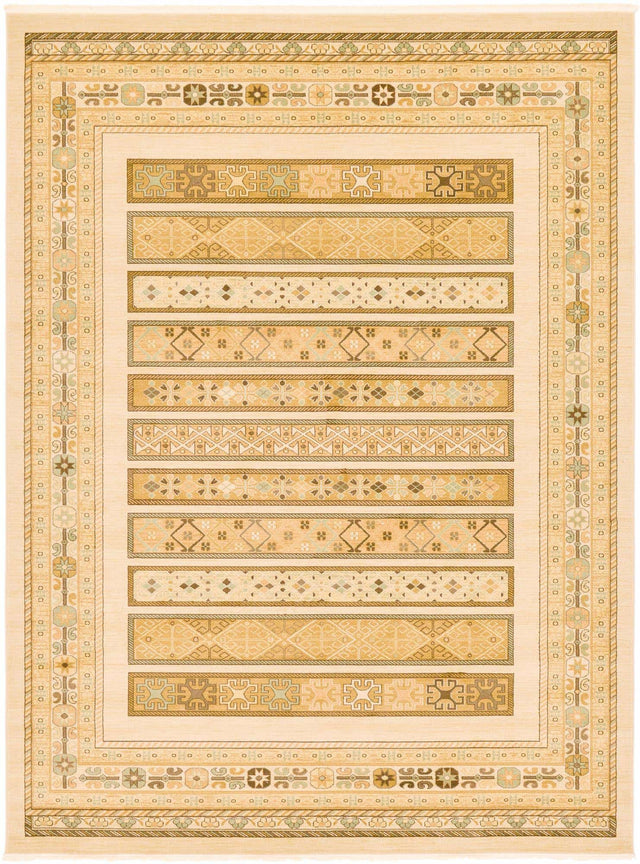 Ivory 9' x 12' 2 Fars Rectangle Area Rug 100% Polypropylene Unique Traditional Carpet for Classical Living, Dining Room & Office Spaces for Sale at Rug Engine