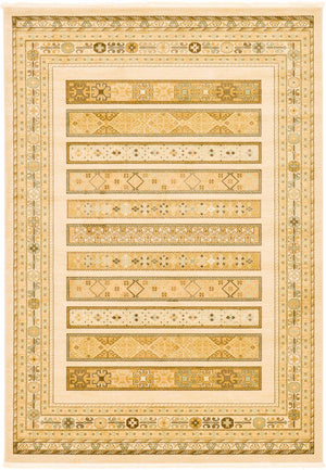 Ivory 7' 1 x 10' Fars Rectangle Area Rug 100% Polypropylene Unique Traditional Carpet for Classical Living, Dining Room & Office Spaces for Sale at Rug Engine