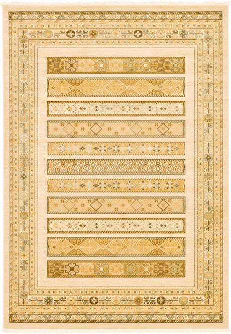 Ivory 7' 1 x 10' Fars Rectangle Area Rug 100% Polypropylene Unique Traditional Carpet for Classical Living, Dining Room & Office Spaces for Sale at Rug Engine