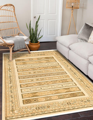 Ivory 7' 1 x 10' Fars Rectangle Area Rug 100% Polypropylene Unique Traditional Carpet for Classical Living, Dining Room & Office Spaces for Sale at Rug Engine