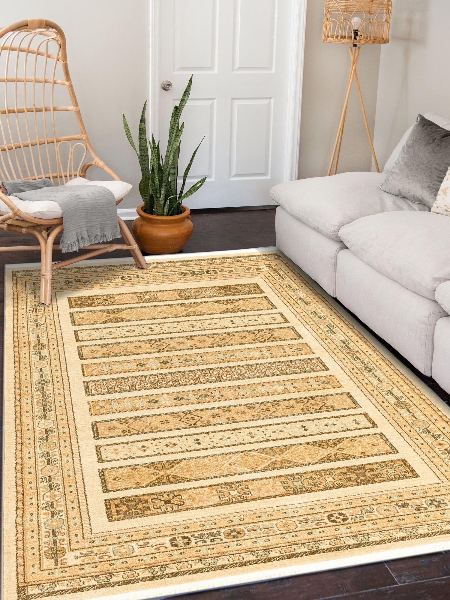 Ivory 10' 6 x 16' 5 Fars Rectangle Area Rug 100% Polypropylene Unique Traditional Carpet for Classical Living, Dining Room & Office Spaces for Sale at Rug Engine