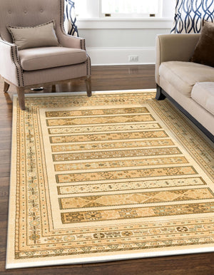 Ivory 7' 1 x 10' Fars Rectangle Area Rug 100% Polypropylene Unique Traditional Carpet for Classical Living, Dining Room & Office Spaces for Sale at Rug Engine
