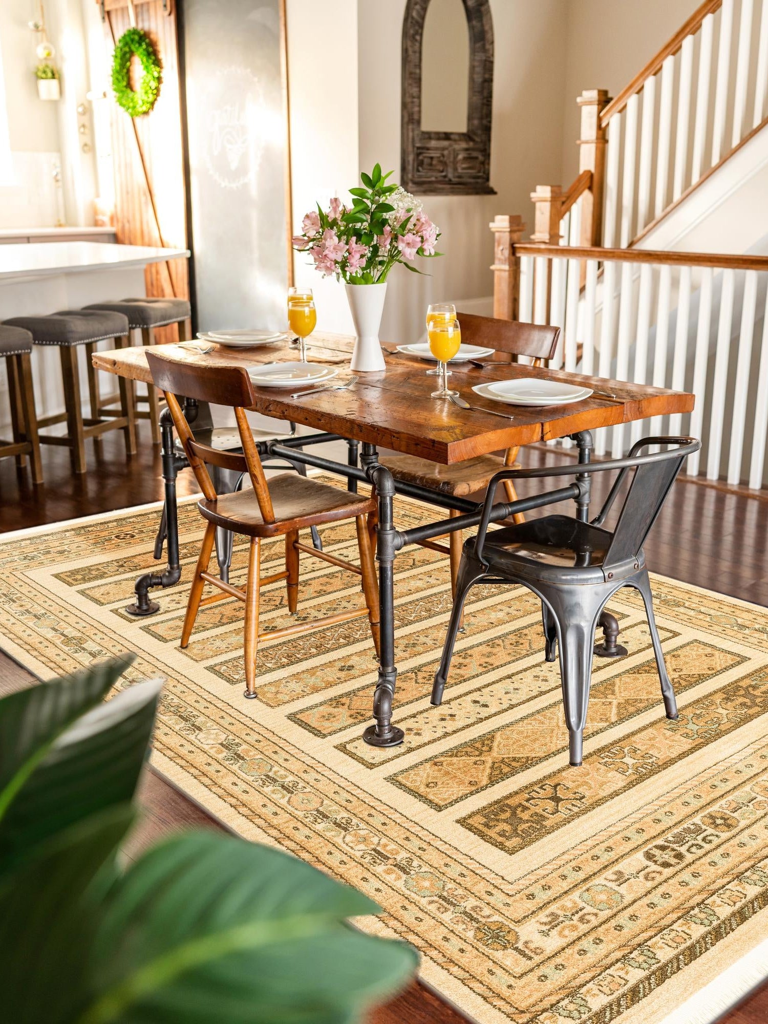 Ivory 9' x 12' 2 Fars Rectangle Area Rug 100% Polypropylene Unique Traditional Carpet for Classical Living, Dining Room & Office Spaces for Sale at Rug Engine