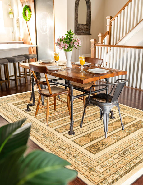 Ivory 9' x 12' 2 Fars Rectangle Area Rug 100% Polypropylene Unique Traditional Carpet for Classical Living, Dining Room & Office Spaces for Sale at Rug Engine