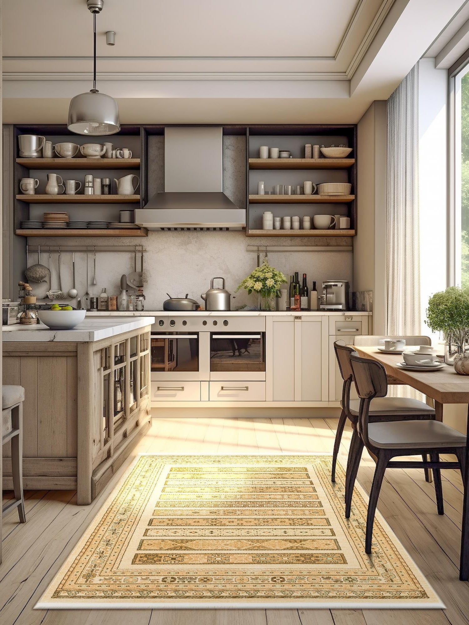 Ivory 7' 1 x 10' Fars Rectangle Area Rug 100% Polypropylene Unique Traditional Carpet for Classical Living, Dining Room & Office Spaces for Sale at Rug Engine