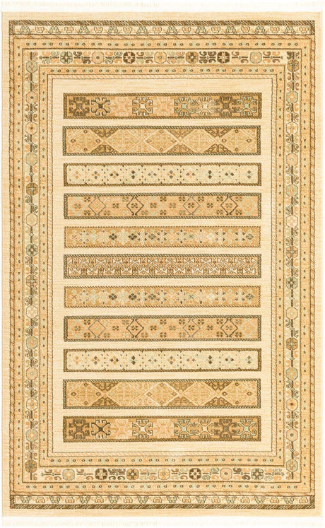 Ivory 5' 1 x 8' Fars Rectangle Area Rug 100% Polypropylene Unique Traditional Carpet for Classical Living, Dining Room & Office Spaces for Sale at Rug Engine