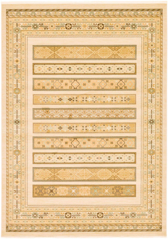 Ivory 8' x 11' Fars Rectangle Area Rug 100% Polypropylene Unique Traditional Carpet for Classical Living, Dining Room & Office Spaces for Sale at Rug Engine