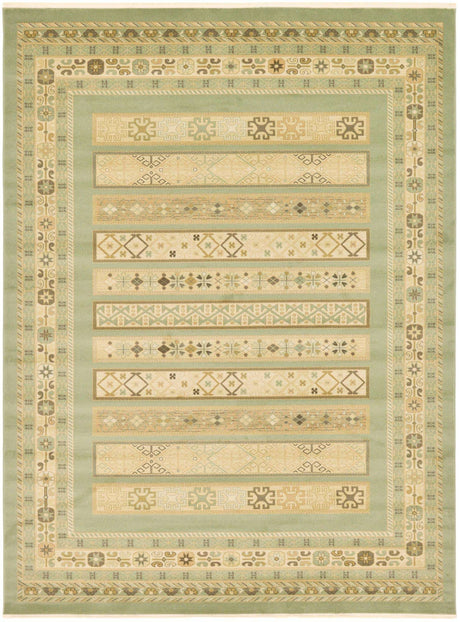 Light Green 9' x 12' 2 Fars Rectangle Area Rug 100% Polypropylene Unique Traditional Carpet for Classical Living, Dining Room & Office Spaces for Sale at Rug Engine