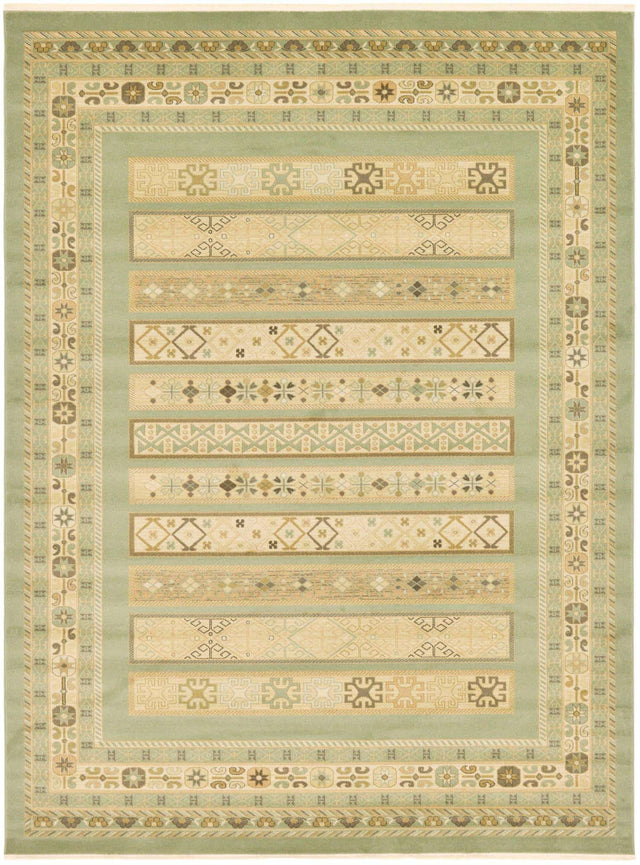 Light Green 9' x 12' 2 Fars Rectangle Area Rug 100% Polypropylene Unique Traditional Carpet for Classical Living, Dining Room & Office Spaces for Sale at Rug Engine